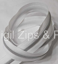 Load image into Gallery viewer, Zipper Tape - White - 5 Teeth Color Options
