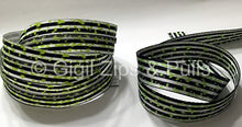 Load image into Gallery viewer, Webbing - Showtime - Black &amp; White Stripes with Green Splash
