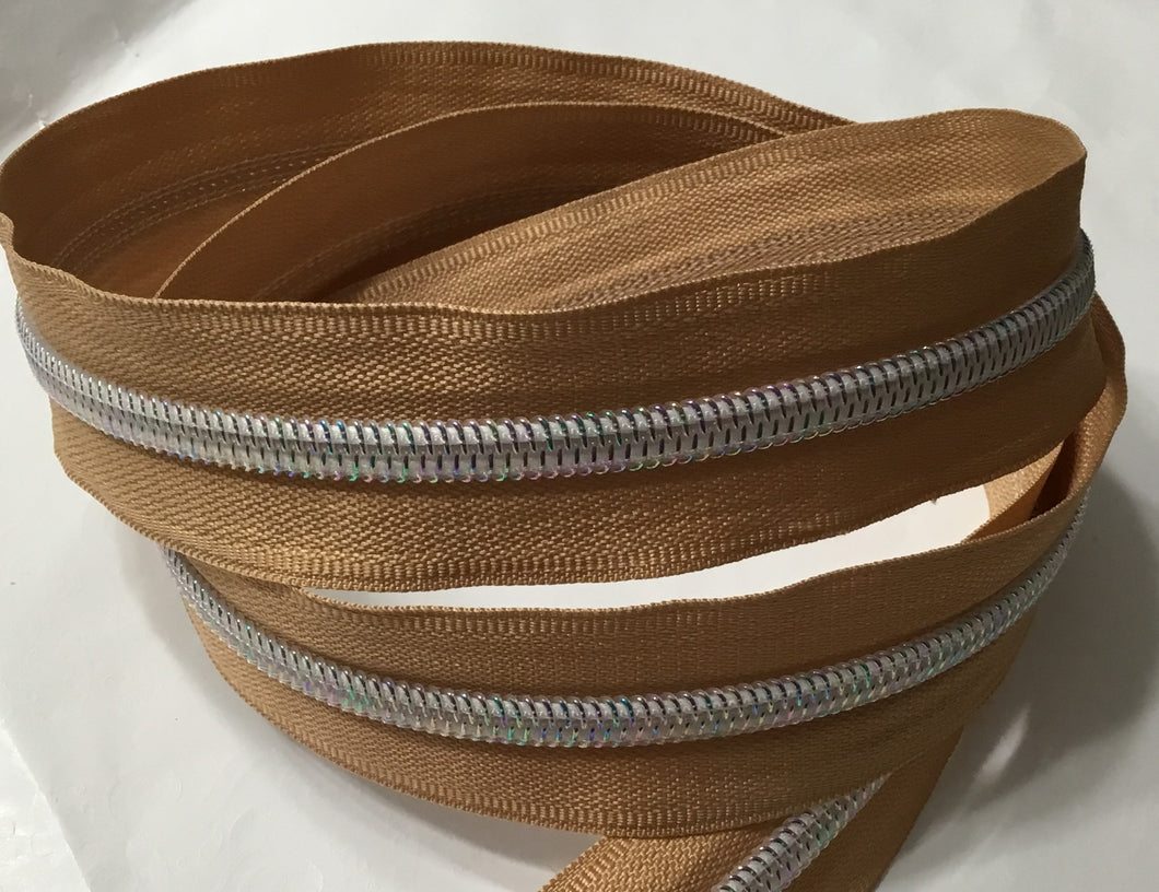 Zipper Tape - Serengeti Tan with 2 teeth options