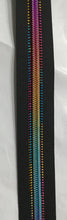 Load image into Gallery viewer, Zipper Tape - Black Rainbow jewel teeth
