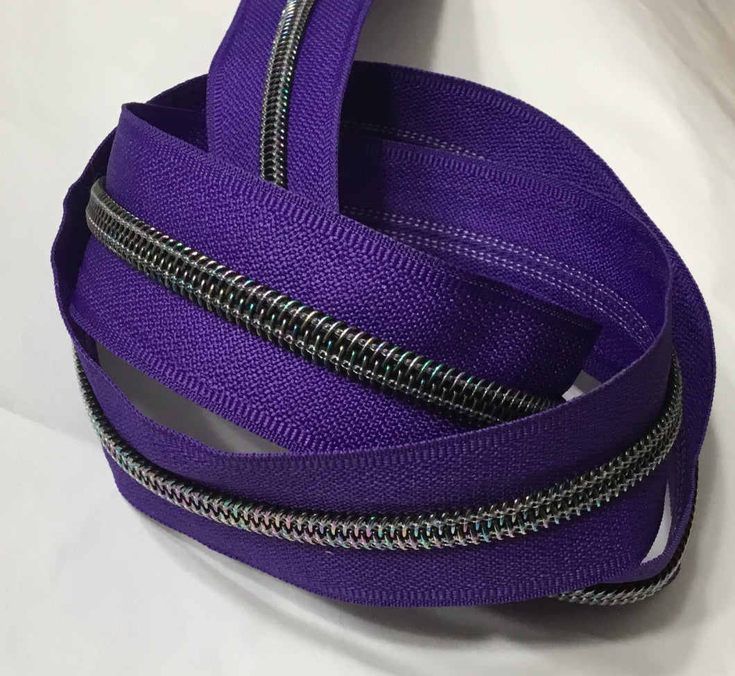 Zipper Tape - Grape Purple with 2 teeth options