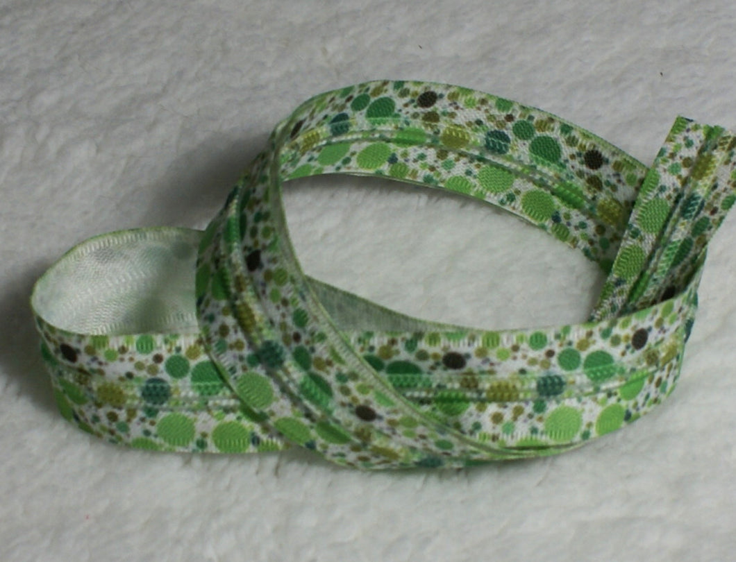 Zipper Tape - Green Dots