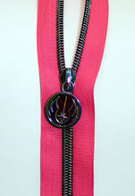 Load image into Gallery viewer, Zipper Tape - Hot Pink with Dark Iridescent Teeth
