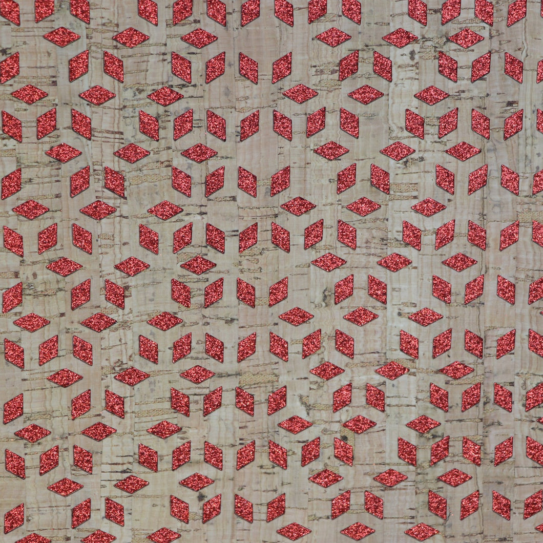 Cork - Ruby Diamonds - by 1/2 yard