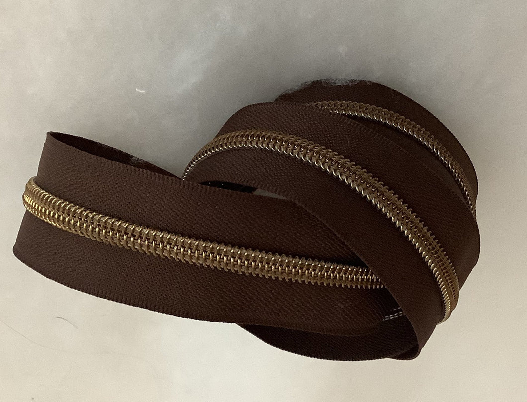 Zipper Tape - Dark Brown 2 Teeth Options