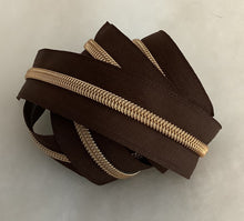 Load image into Gallery viewer, Zipper Tape - Dark Brown 2 Teeth Options
