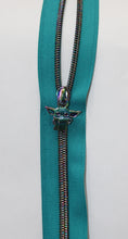 Load image into Gallery viewer, Zipper Tape - Dark Teal with Dark Iridescent Teeth
