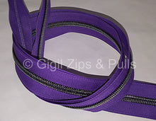 Load image into Gallery viewer, Zipper Tape - Purple with dark iridescent teeth
